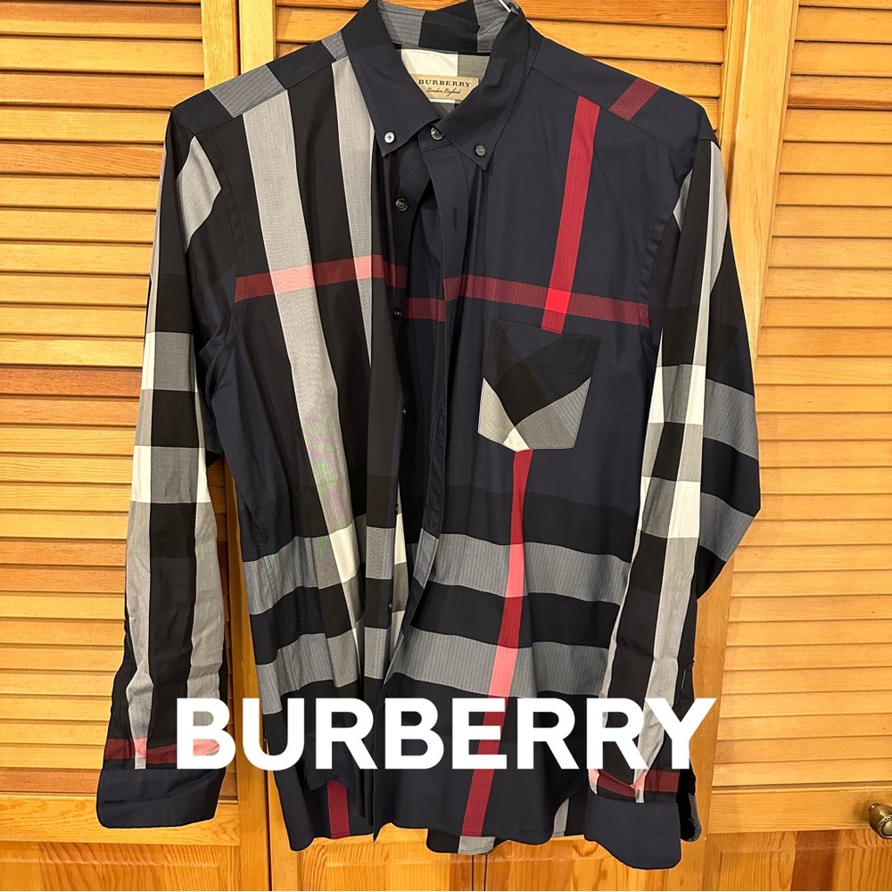 Burberry Thornaby Check Button-Down Navy